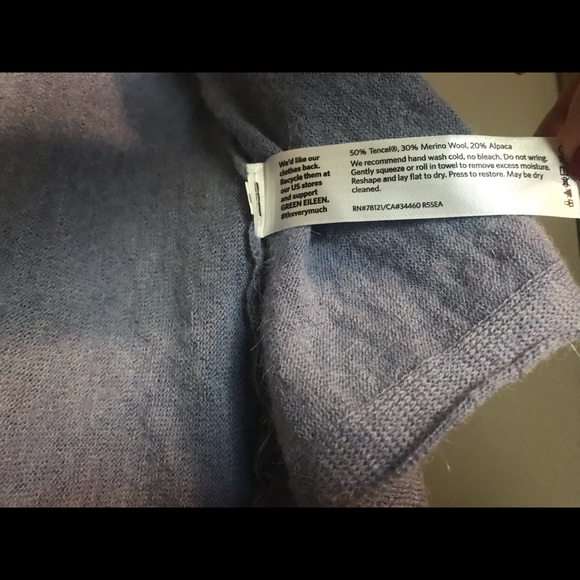 Eileen Fisher Blue Wool Cropped Cardigan - Picture 4 of 5